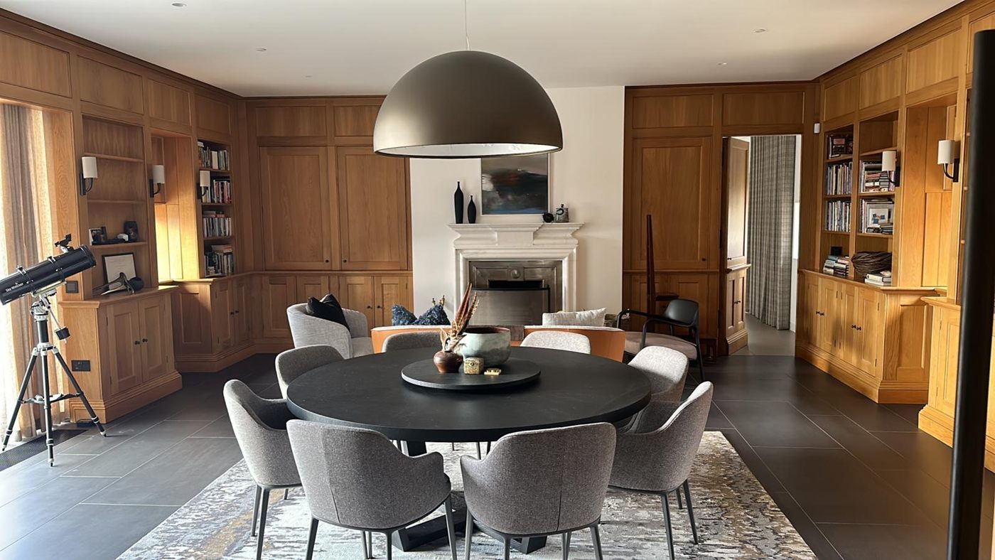 High-End Residential Property 4 The library with bespoke oak panelling and shelving