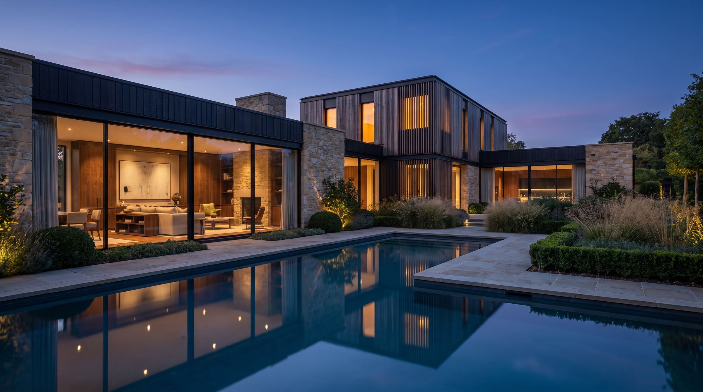 Luxury DSB residence at dusk